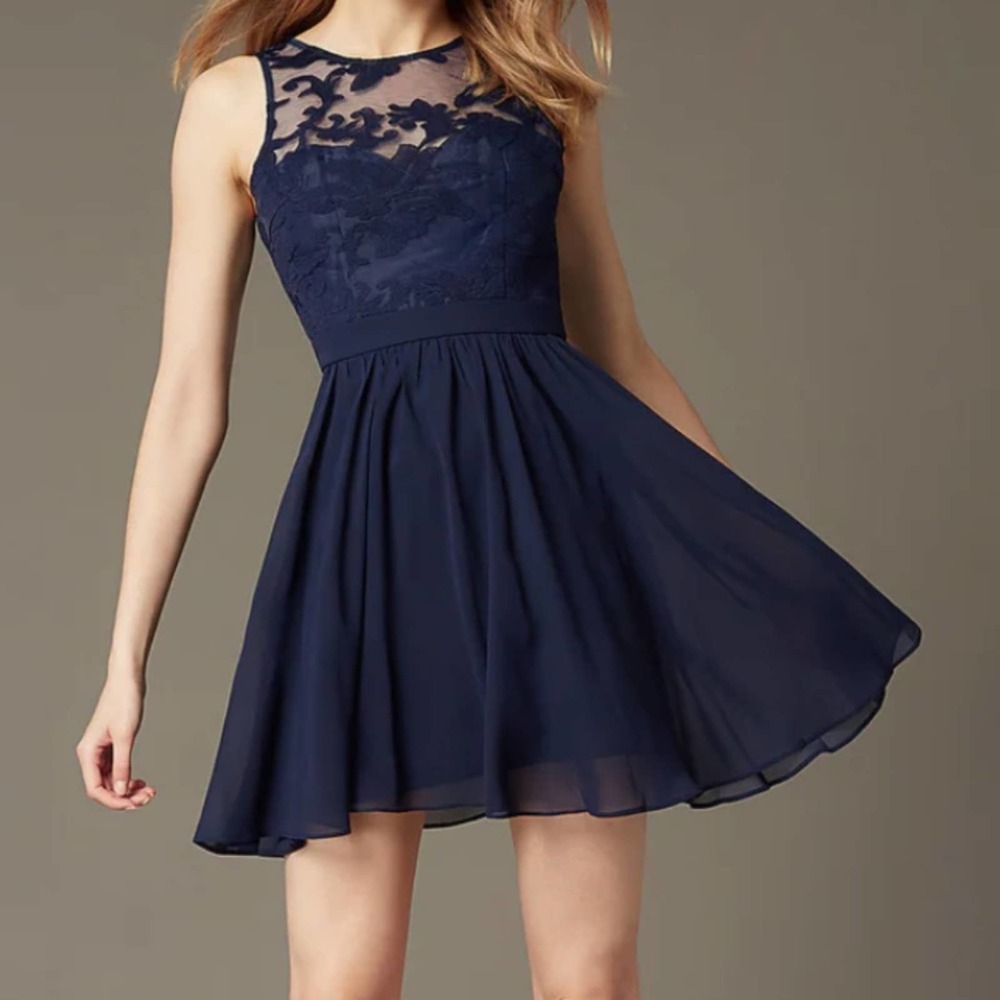 Maniju Short Sleeveless Lace-Bodice Homecoming Party Dress In Black Size S
